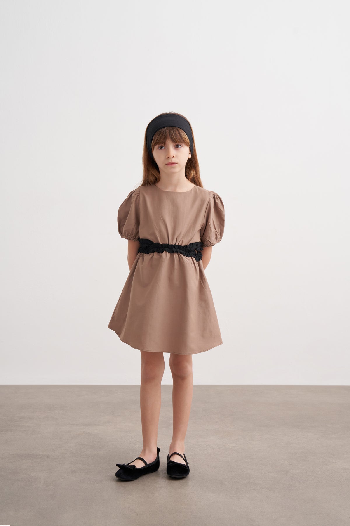 Beli Pencere Detaylı Poplin Elbise