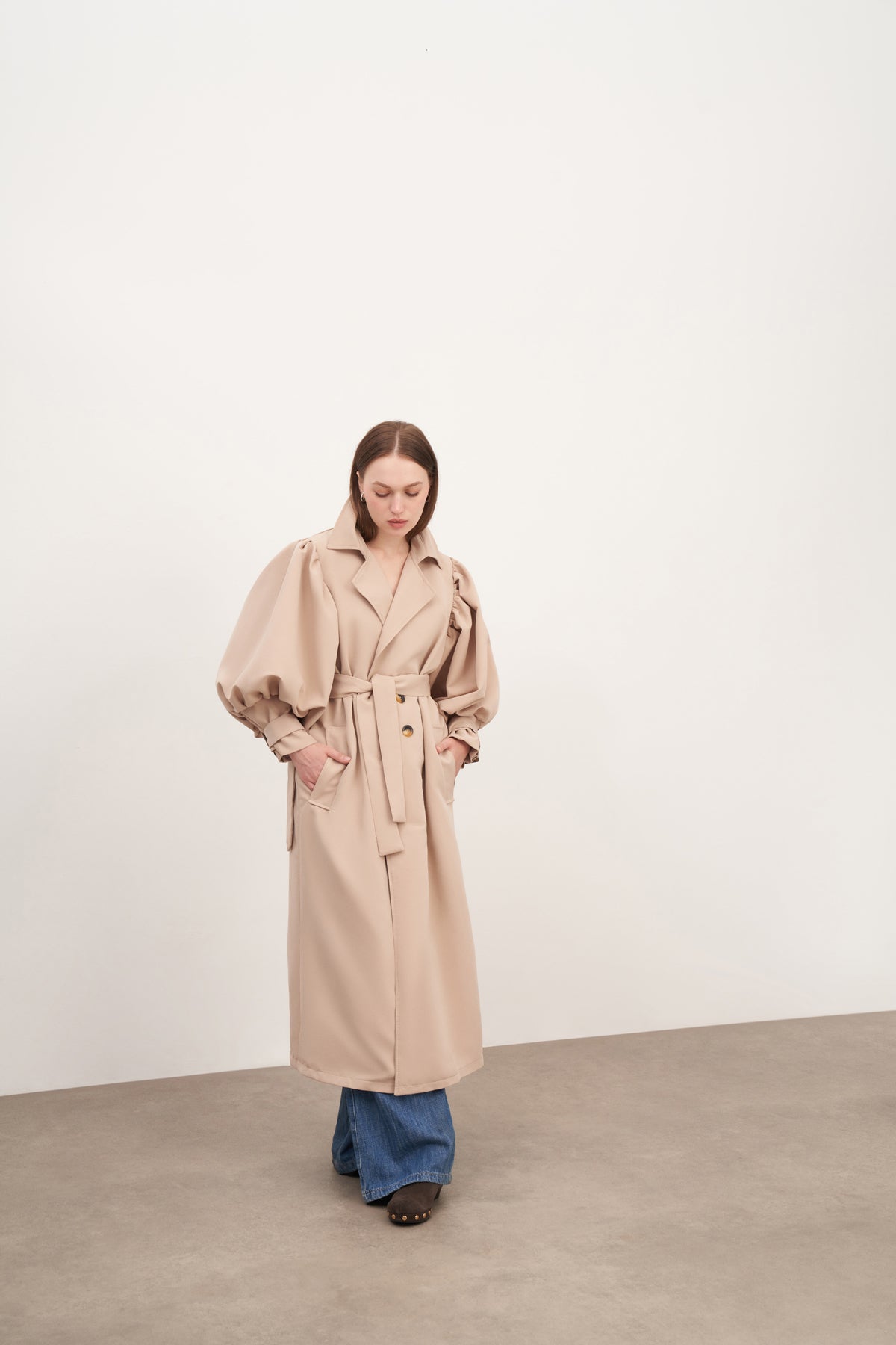 Balon Kol Uzun Trençkot