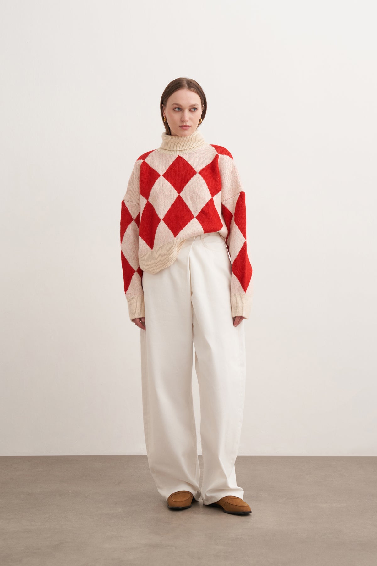 Kalın Baklava Desenli Boğazlı