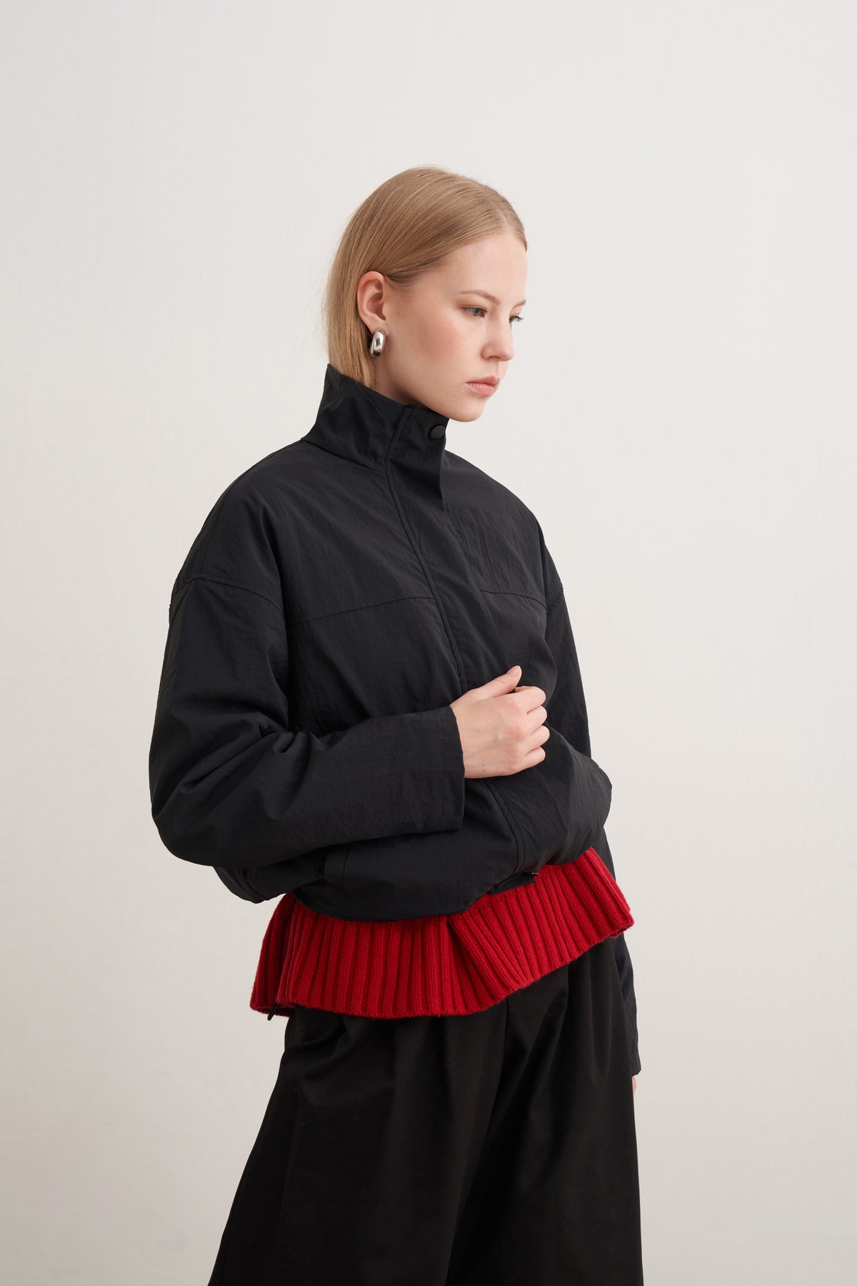 Dik Yaka Paraşüt Yağmurluk Ceket