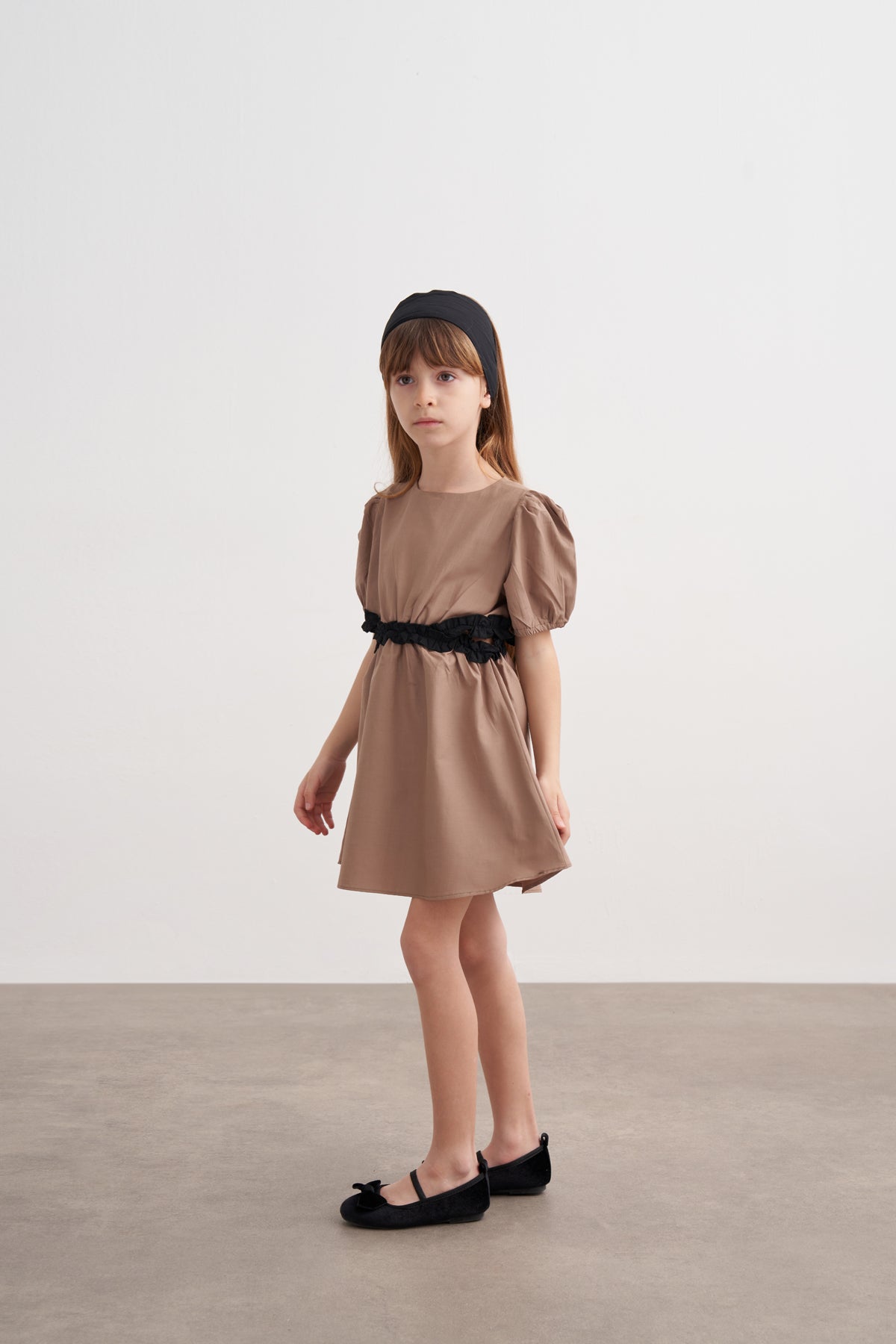 Beli Pencere Detaylı Poplin Elbise