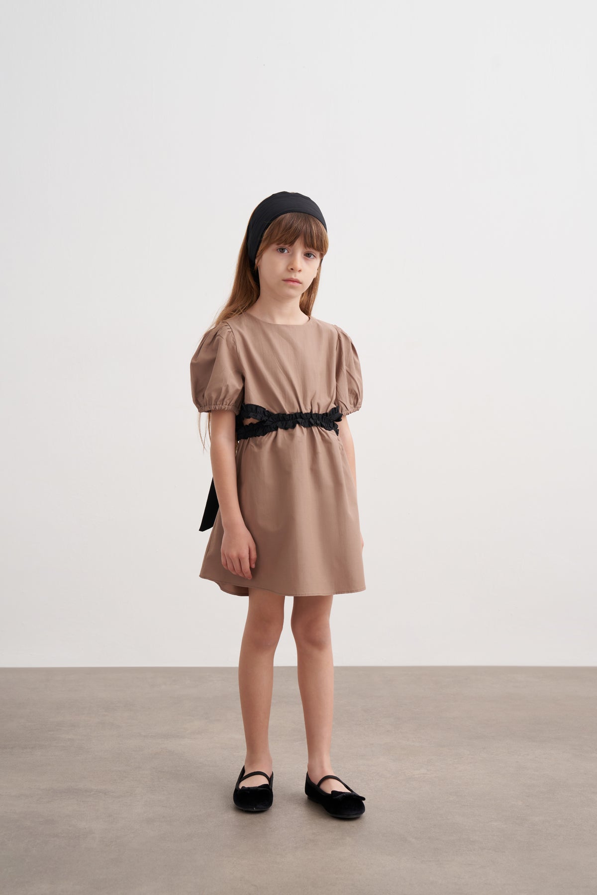 Beli Pencere Detaylı Poplin Elbise