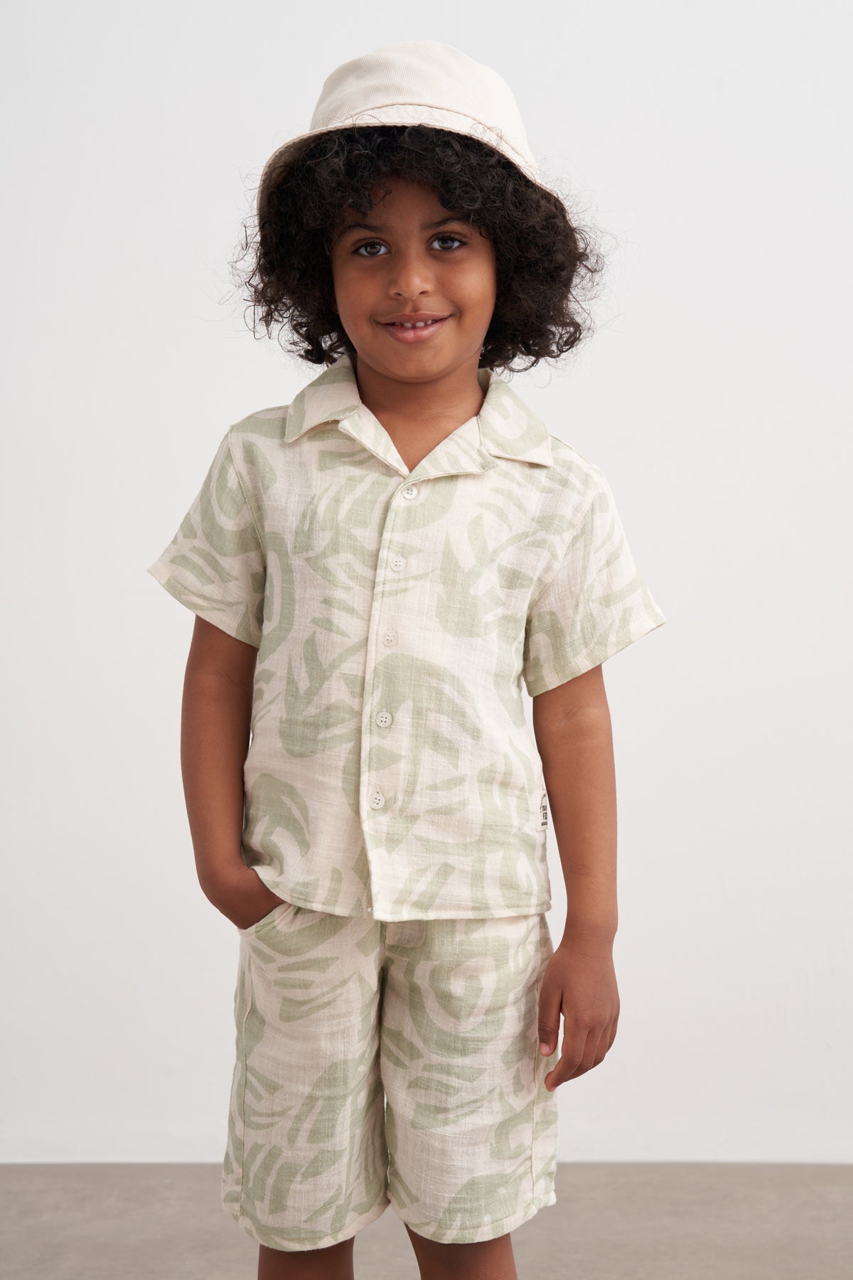 Keten Oversize Desenli Takım