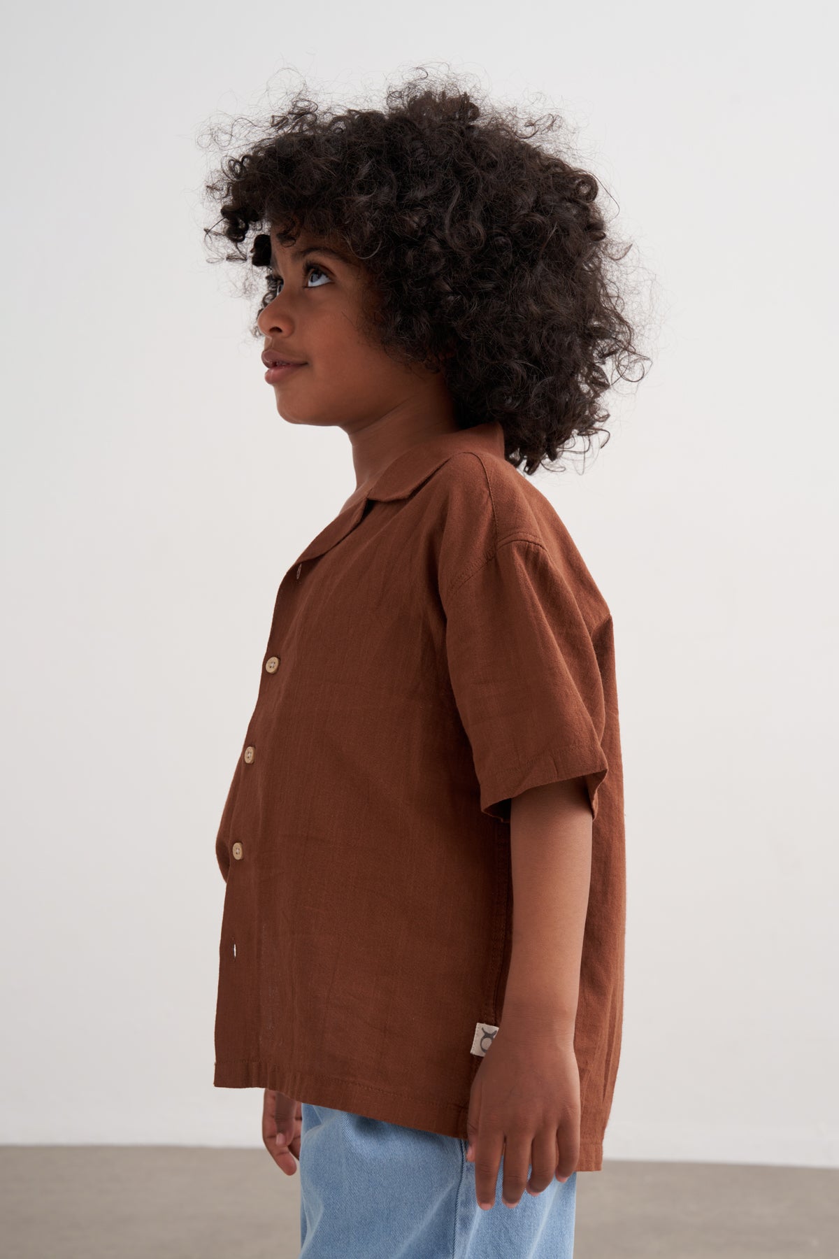 Kahverengi Keten Oversize Gömlek