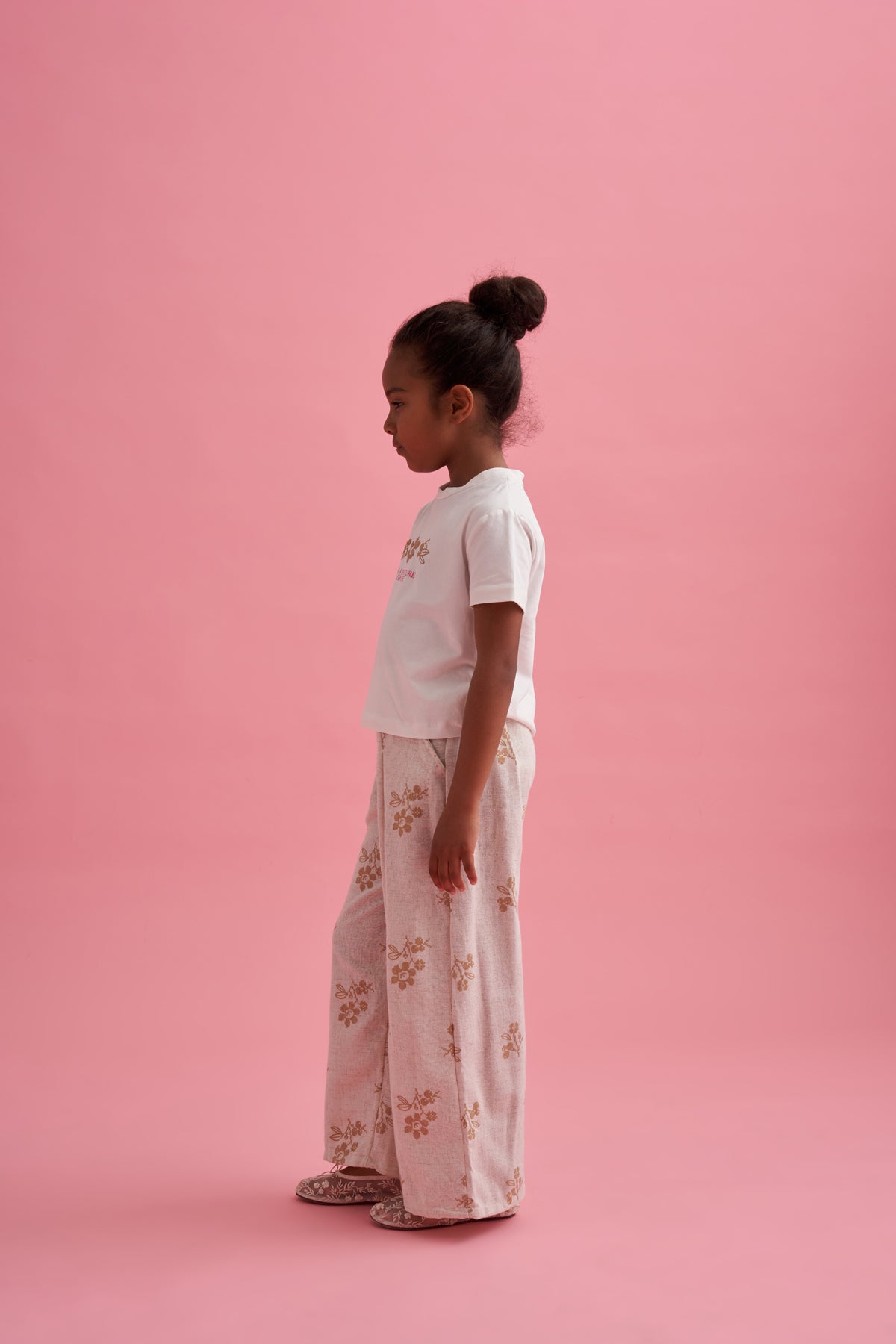 Baskılı Keten Palazzo Pantolon T-shirt Takım