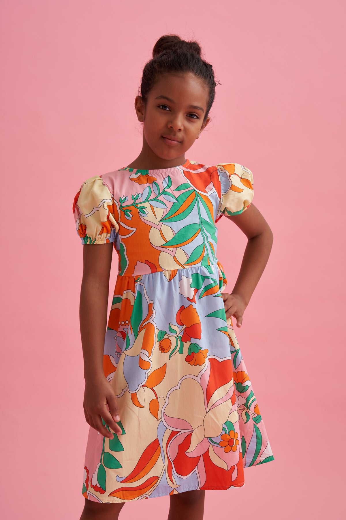 Sırt Detaylı Desenli Pamuk Poplin Elbise