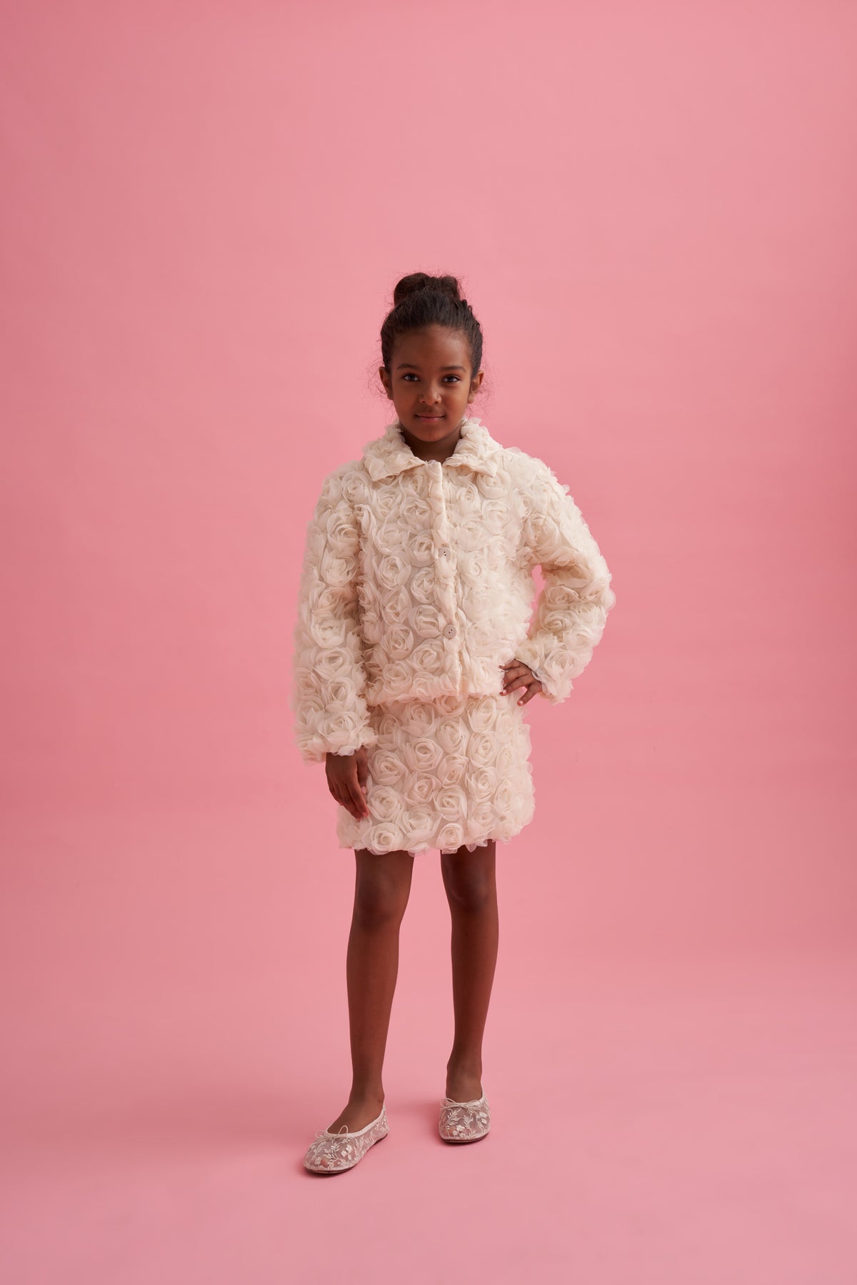 Premium Tül Kabartmalı Ceket Etek Takım