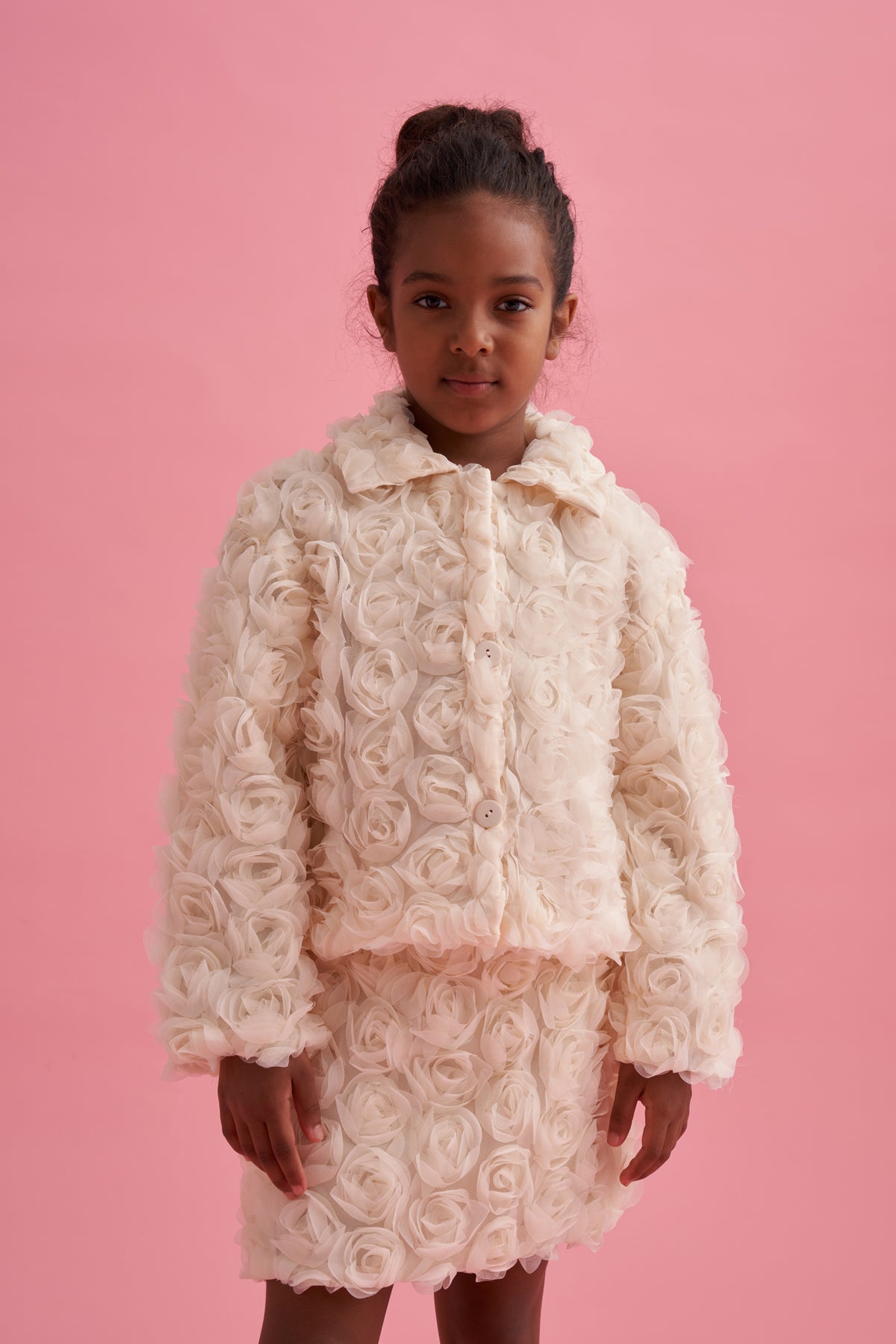 Premium Tül Kabartmalı Ceket Etek Takım