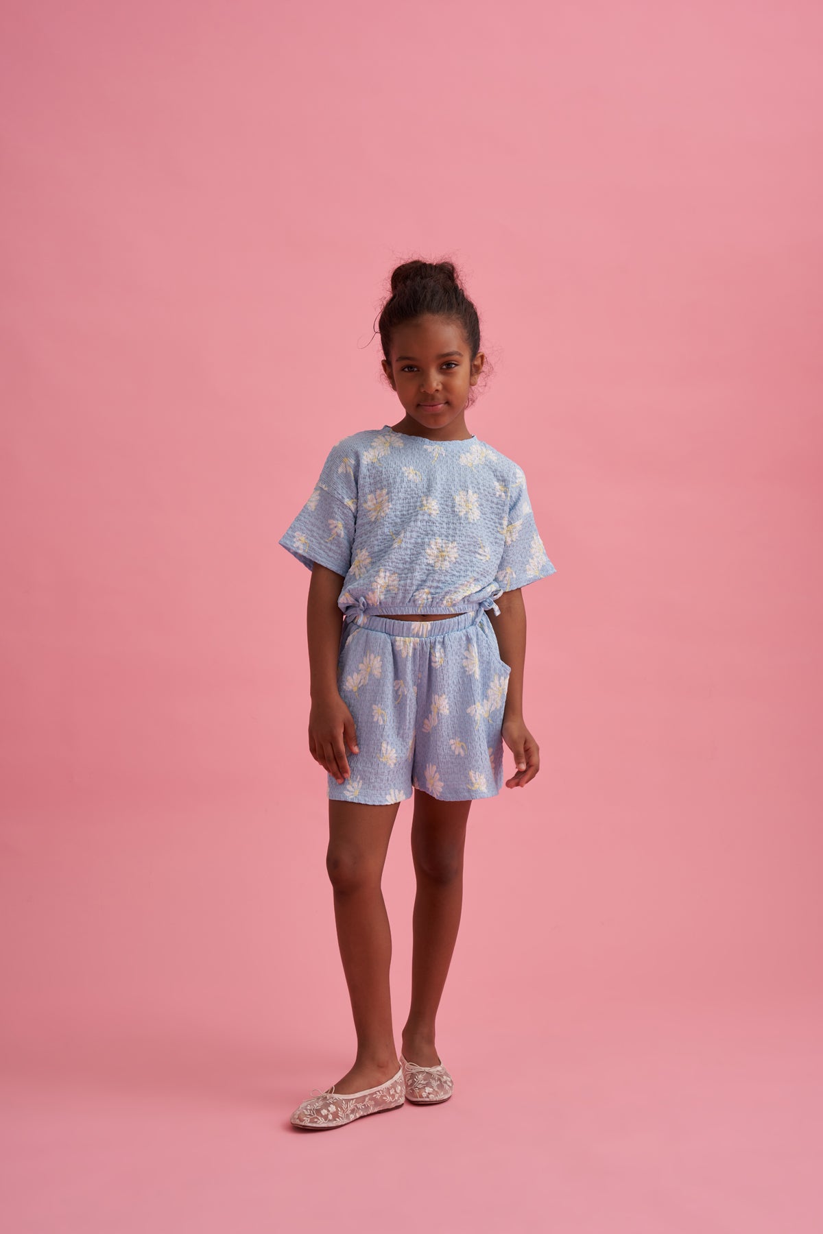 Çiçek Baskılı Şort Takım