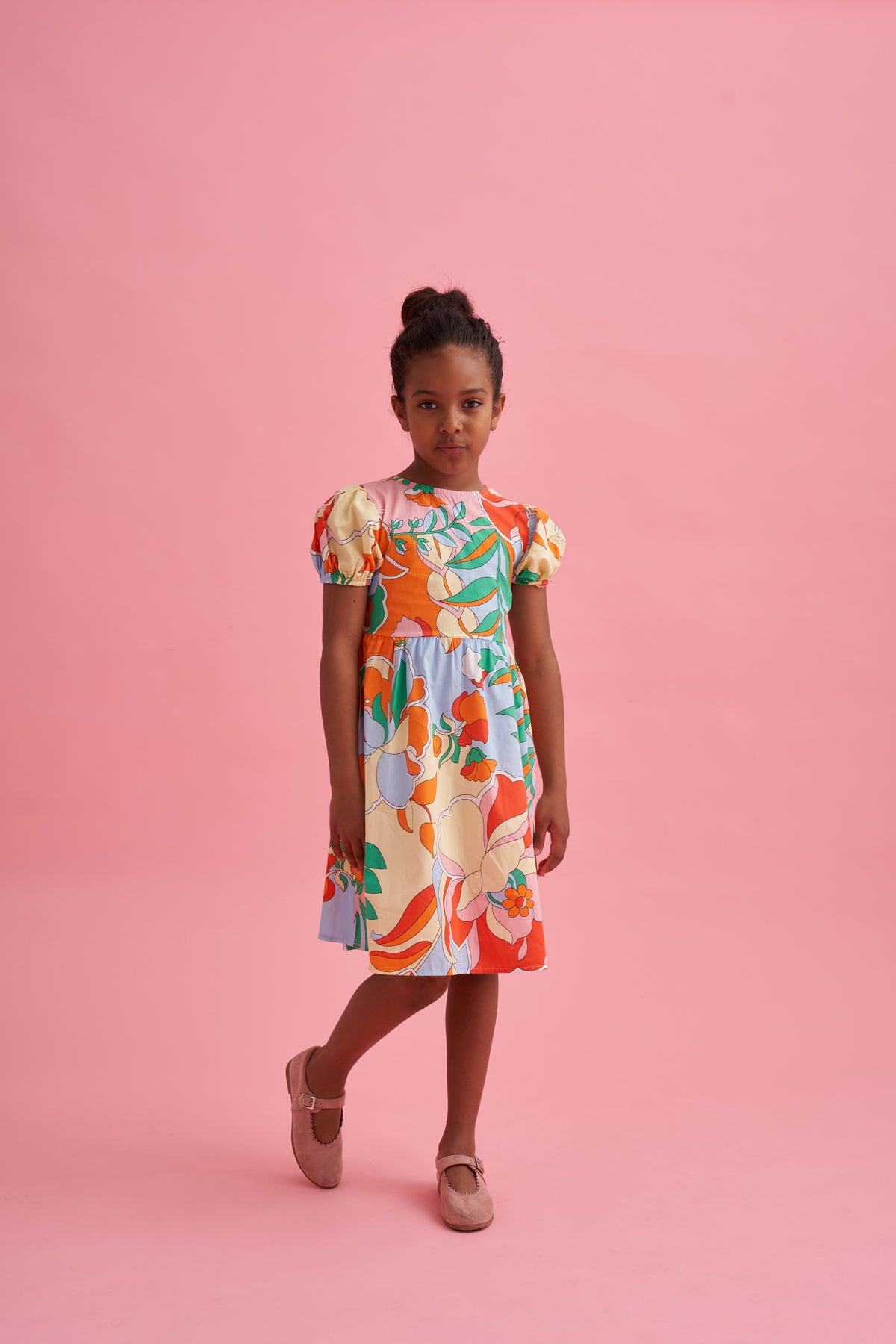 Sırt Detaylı Desenli Pamuk Poplin Elbise