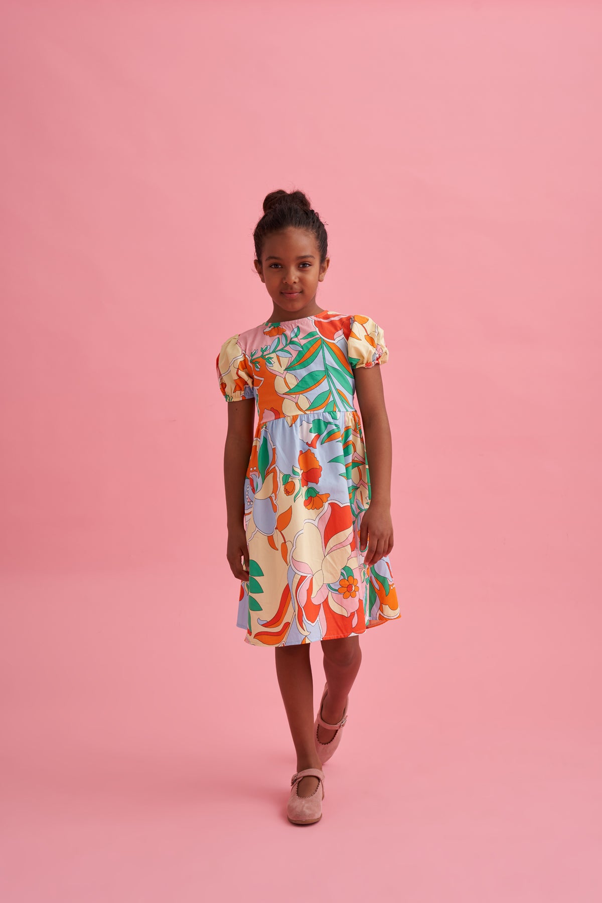 Sırt Detaylı Desenli Pamuk Poplin Elbise