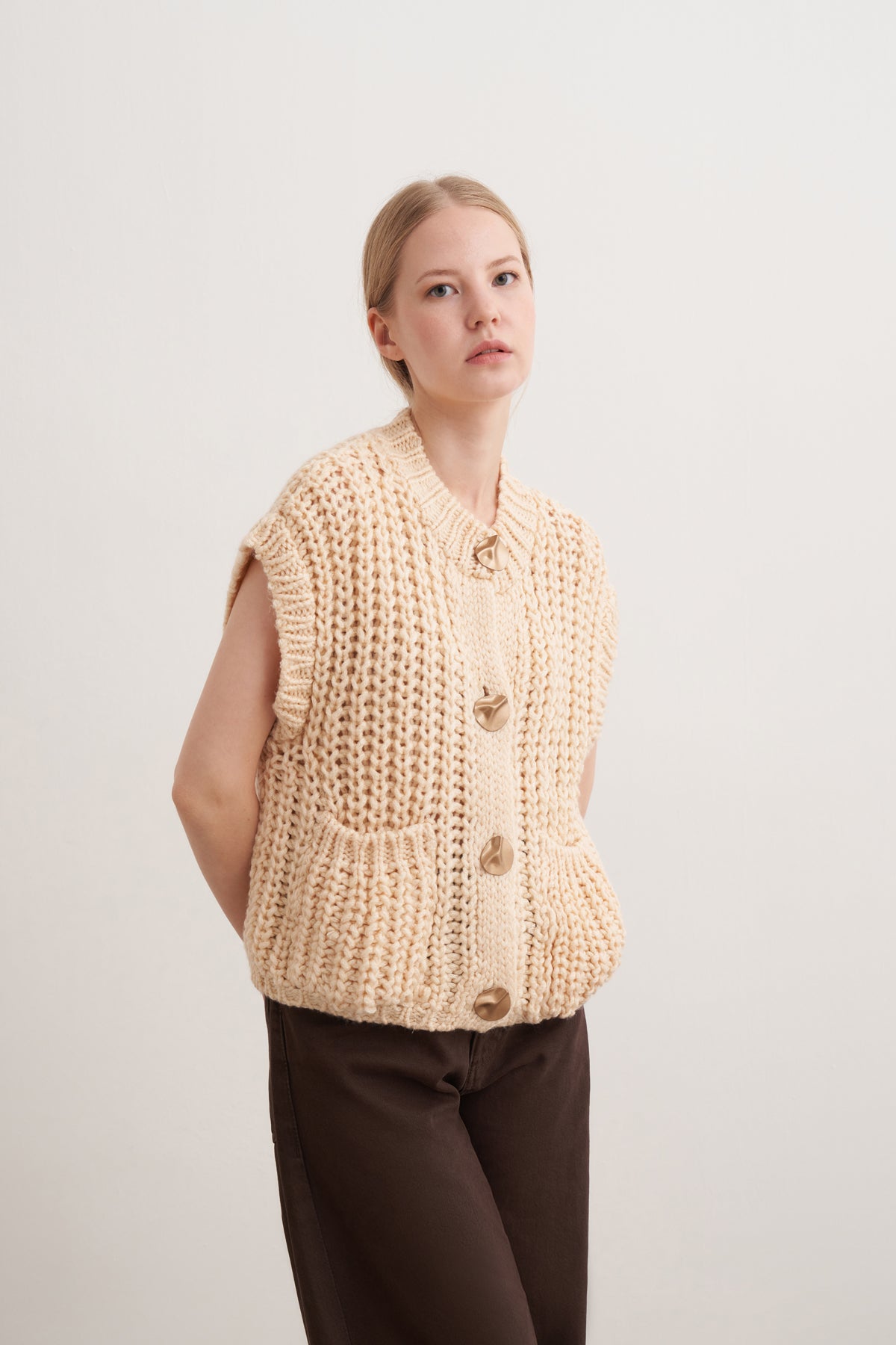 Kalın Örgülü Triko Yelek