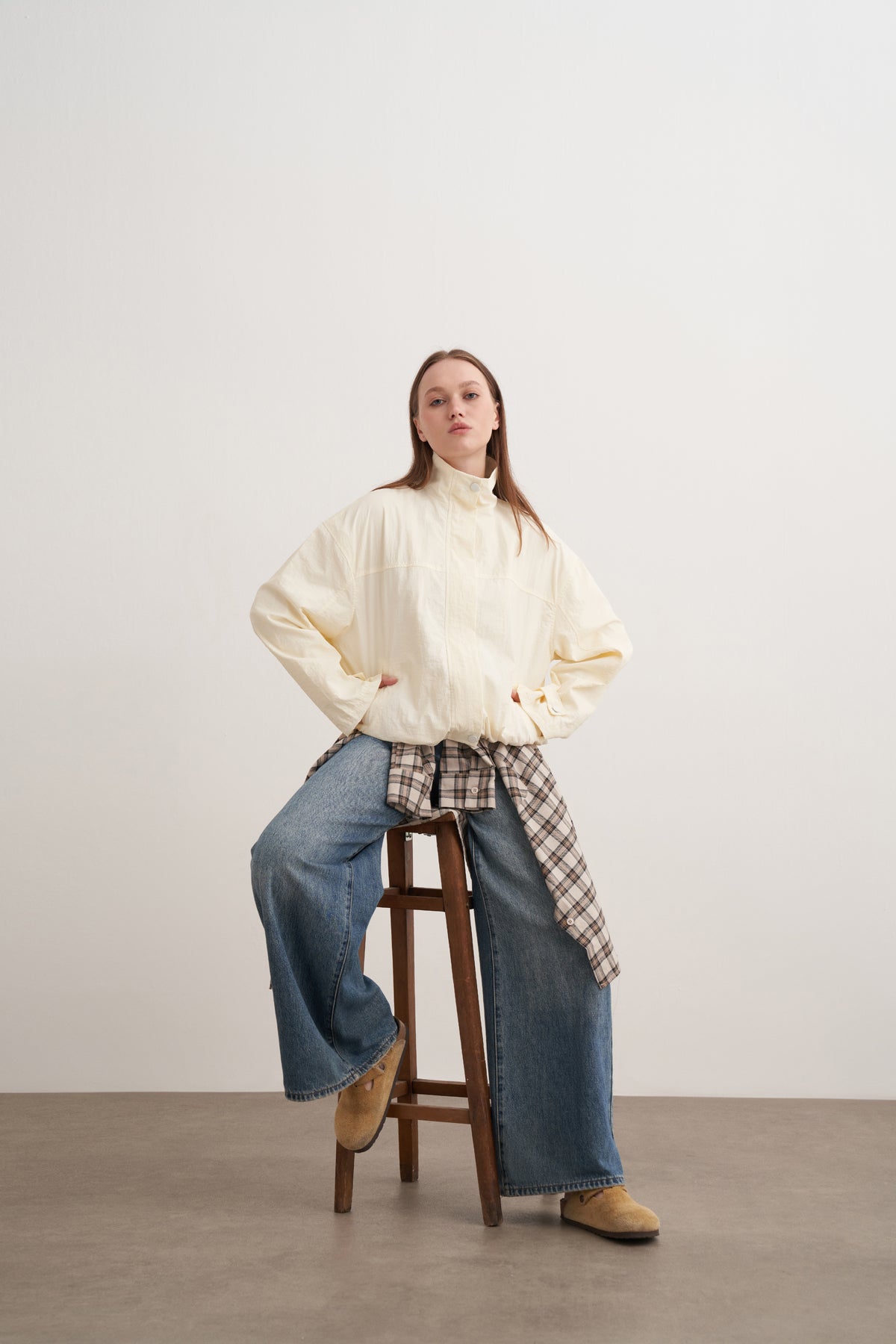 Dik Yaka Paraşüt Yağmurluk Ceket