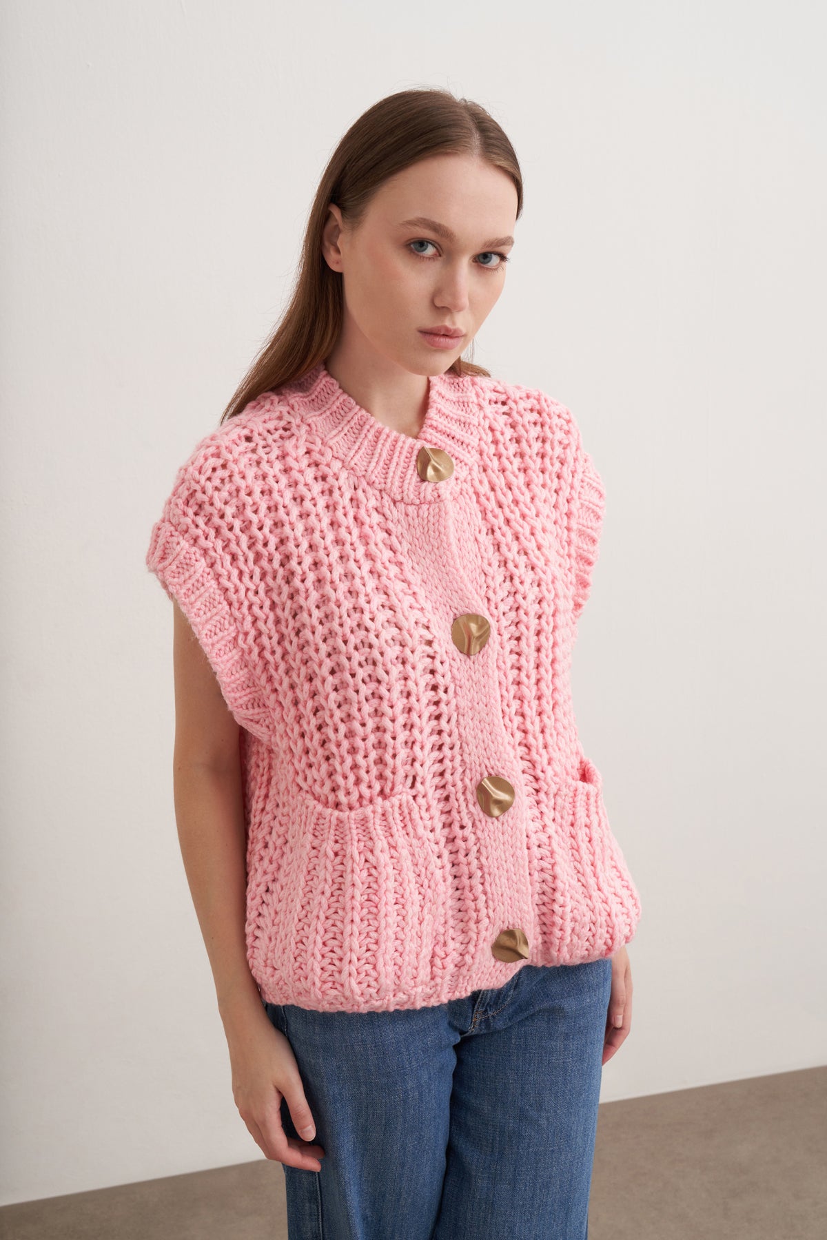 Kalın Örgülü Triko Yelek