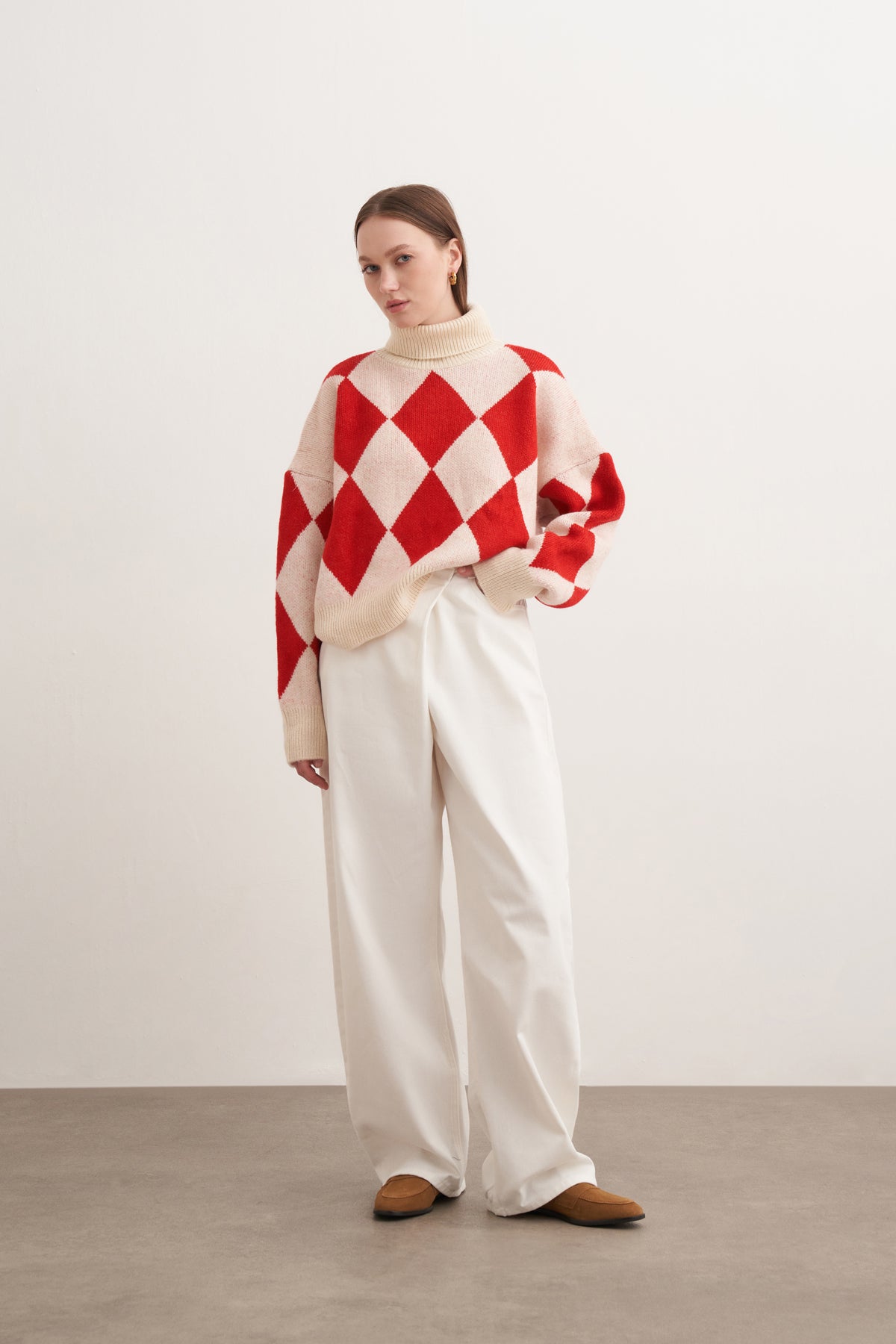 Kalın Baklava Desenli Boğazlı