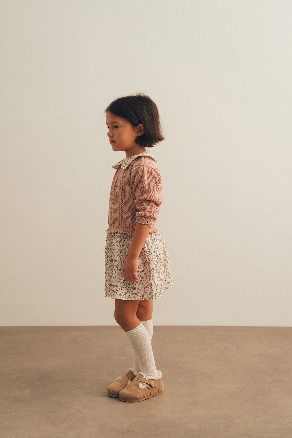 Çiçekli Triko Detaylı Elbise