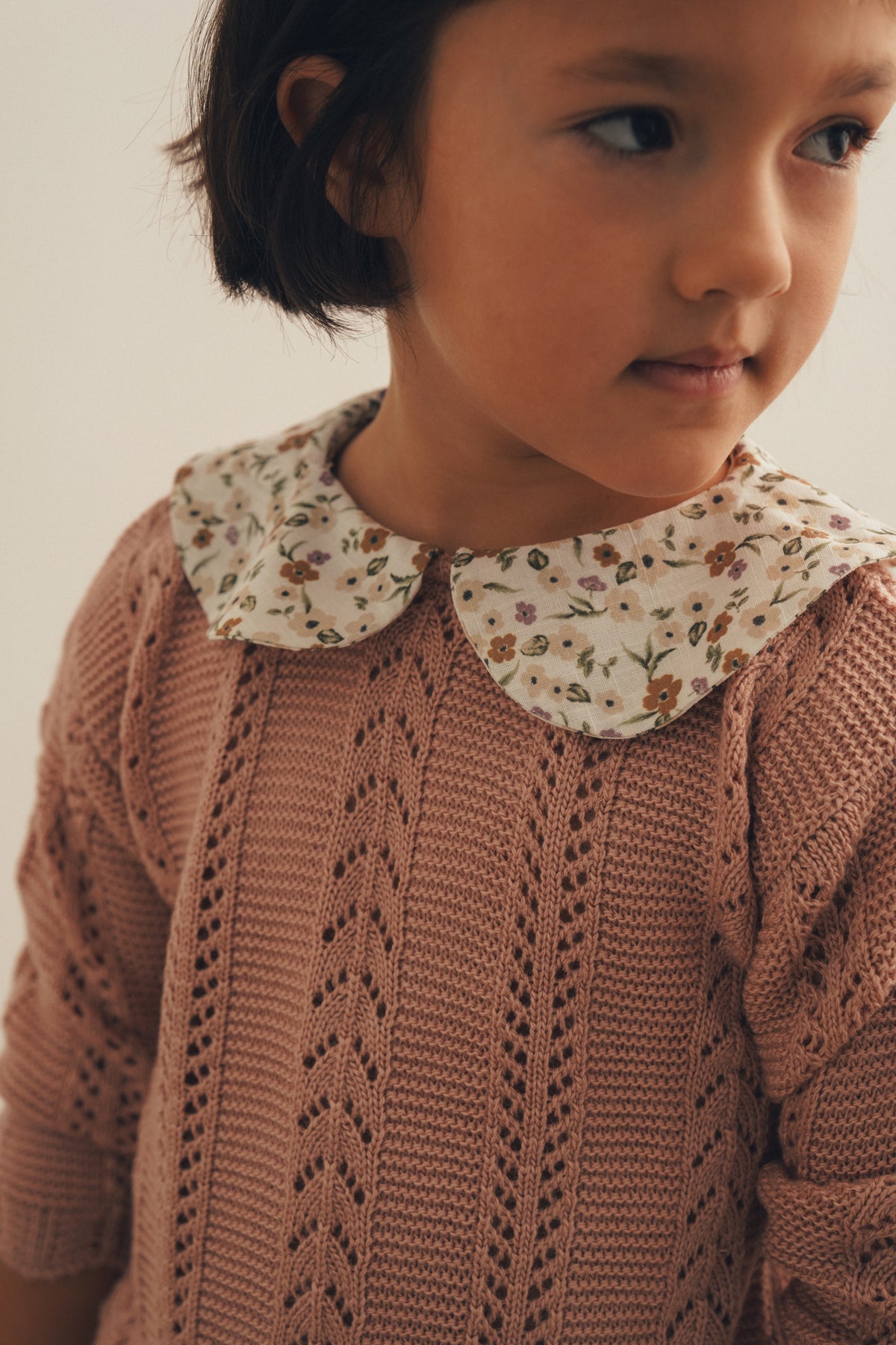 Çiçekli Triko Detaylı Elbise