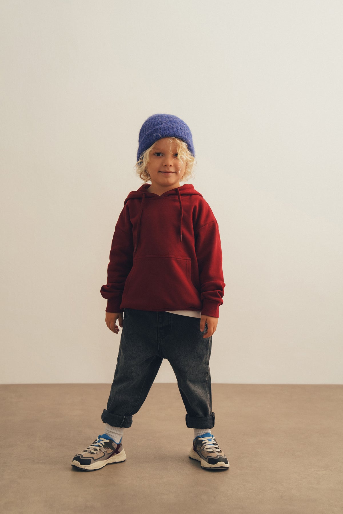 Bordo Kapüşonlu Oversize Sweatshirt