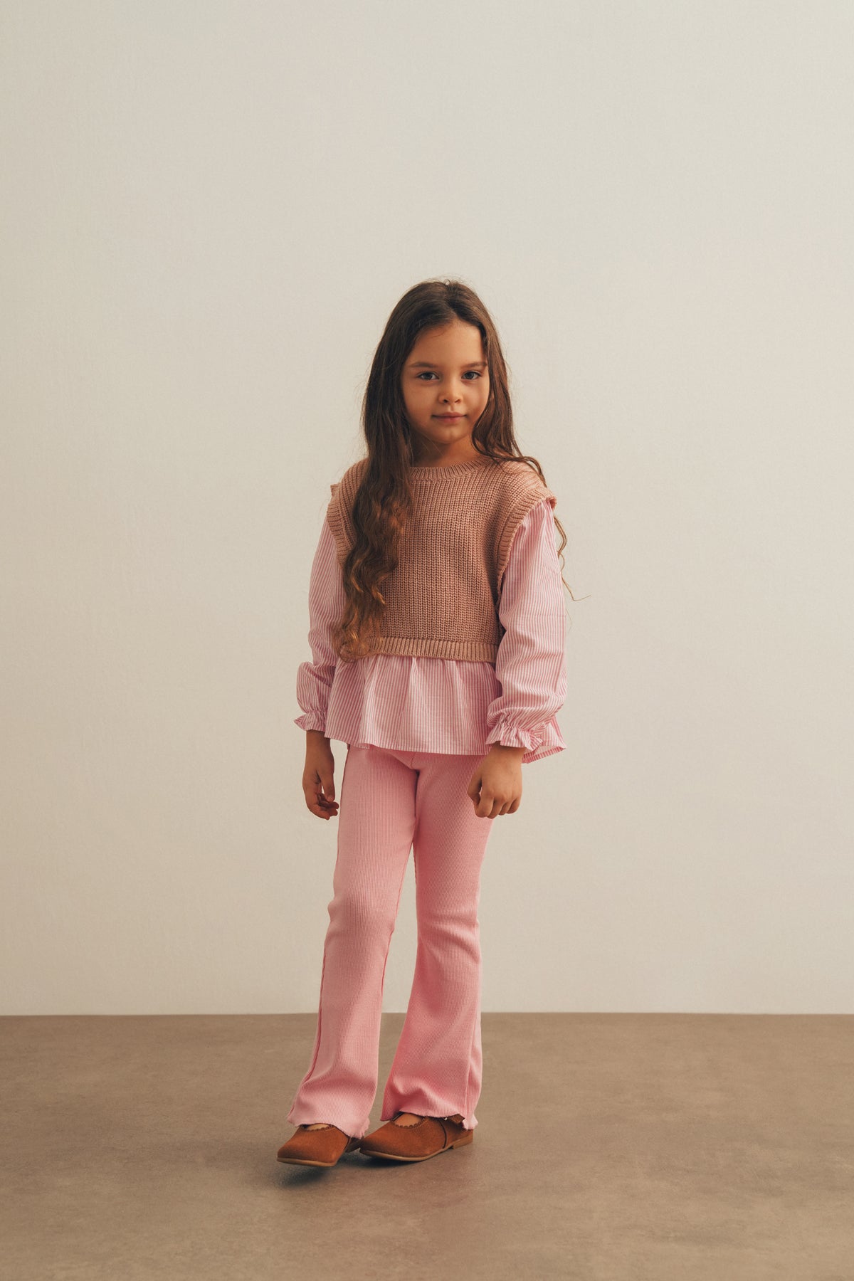 Triko Detaylı Gömlek Tayt Takım